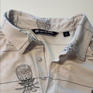 Travis Mathew Pineapple Print Polo Shirt - White